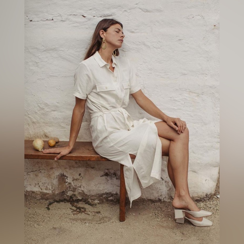 OZMA Painter Dress Natural/White Silk
